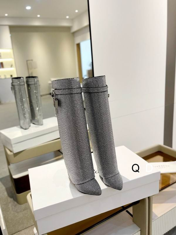 Knee-High Crystal Embellished Boots