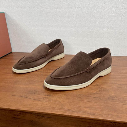 Brown Suede Slip-On Loafers