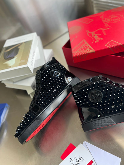 High-Top Black Diamond Studded Sneakers